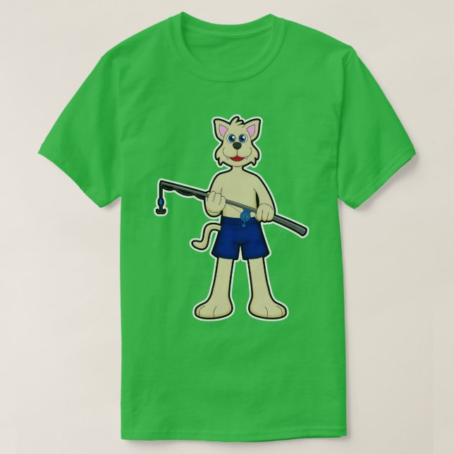 Camiseta Cão na pesca com lata de pesca (Frente do Design)