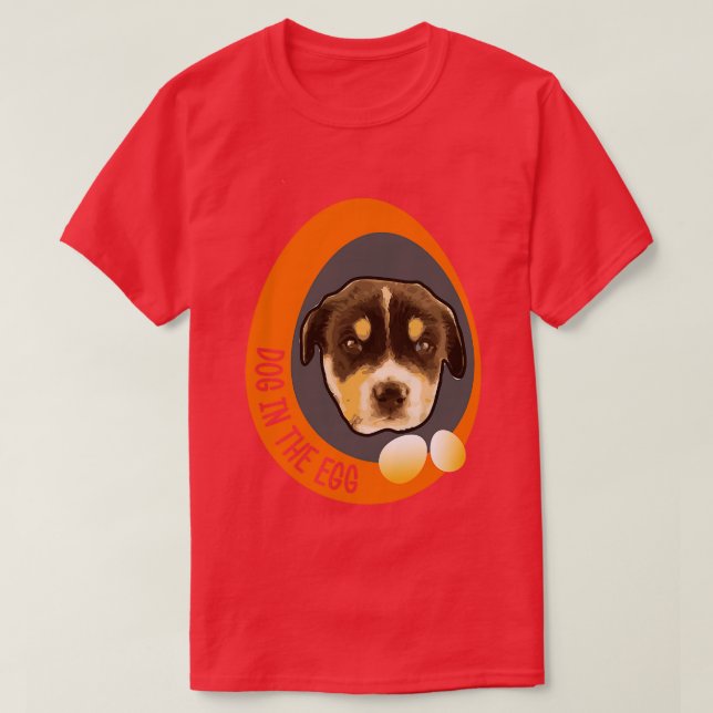 Camiseta cão no ovo 16 (Frente do Design)