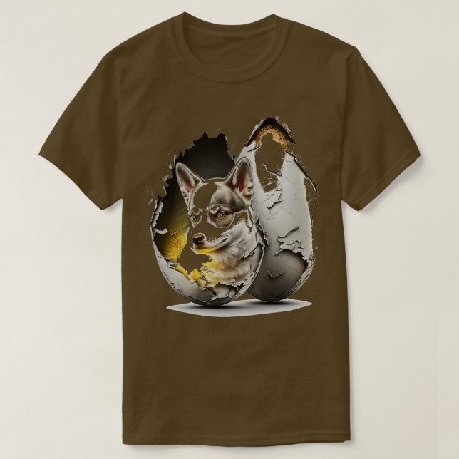 Camiseta cão no ovo 283 (Frente do Design)