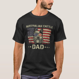Camiseta Cão Pai australiano sobe bandeira americana 4º