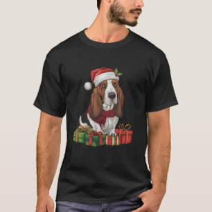 Camiseta Cão Papais noeis de Decoração Xmas Basset Hound Do