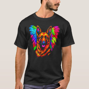 Camiseta Cão Pastor Alemão Arte Asa de Anjo