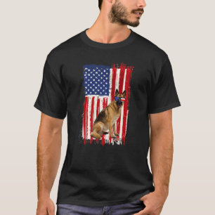 Camiseta Cão Pastor Alemão Bandeira Americana Patriótico 4