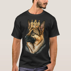 Camiseta Cão Pastor Alemão Com Coroa Dourada