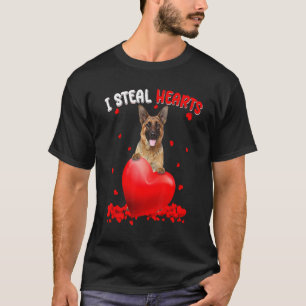 Camiseta Cão Pastor Alemão Eu Roubo Corações Fofo Dia dos N