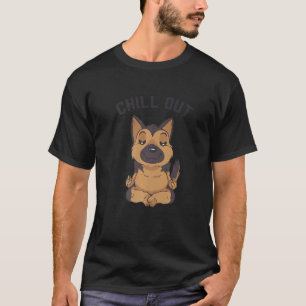 Camiseta Cão Pastor Alemão Relaxamento Meditação Posição de
