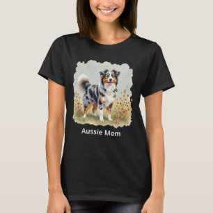 Camiseta Cão Pastor Australiano Merle Cauda Longa Mãe Aussi