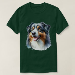 Camiseta Cão Pastor Australiano Tri-Colorido