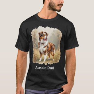 Camiseta Cão Pastor Australiano Vermelho Merle Pai Aussie