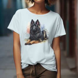 Camiseta Cão Pastor Belga em Aquarela