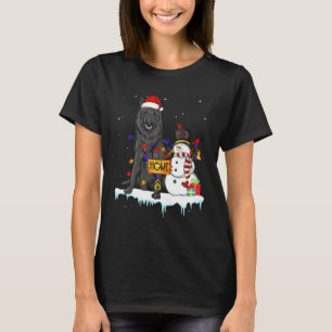 Camiseta Cão Pastor Belga Natal Boneco de Neve Luzes de Nat