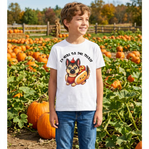 Camiseta Cão Pastor com Fantasia de Cachorro Quente, Hallow
