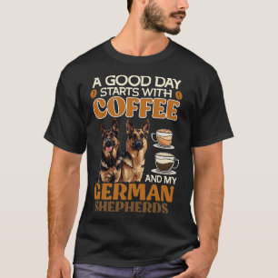 Camiseta Cão Pastor DIA BOM COMEÇA COM CAFÉ ALEMÃO