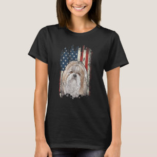 Camiseta Cão Patriótico Bandeira Americano Turco-anglo-Amer