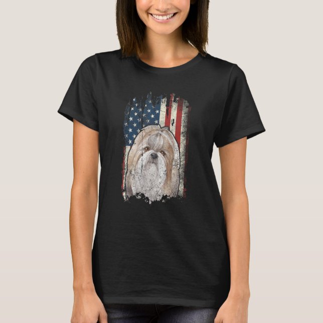 Camiseta Cão Patriótico Bandeira Americano Turco-anglo-Amer (Frente)