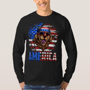 Camiseta Cão Patriótico da América do Retriever ouro