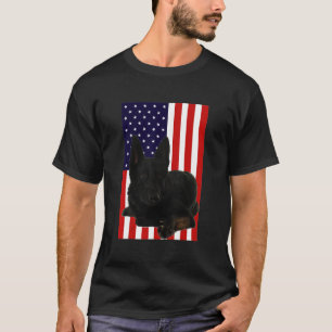 Camiseta Cão Patriótico de Bandeira german shepherd America