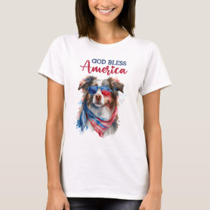 Camiseta Cão Patriótico - Pastor Australiano