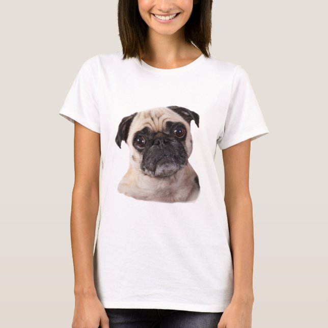 Camiseta Cão pequeno bonito do pug (Frente)