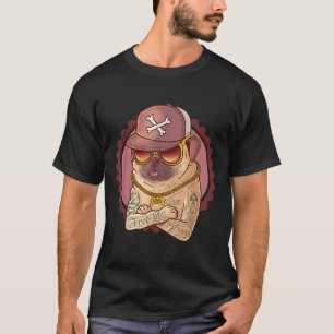 Camiseta Cão, Pet, Tatuagem, Rap _ Pug, Rapper Tee