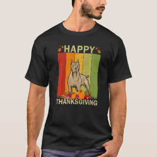 Camiseta Cão Pitbull Gráfico Retro Família Ação de Graças