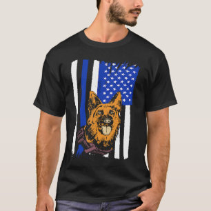 Camiseta Cão Policial K9 Patriótico EUA Oficial de Polícia 