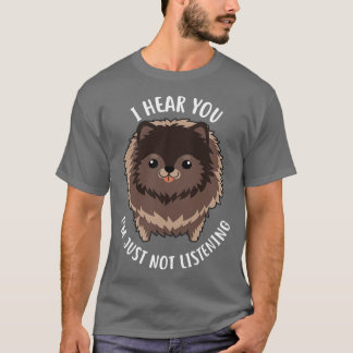 Camiseta Cão Pomeraniano De Chocolate Não Estou Ouvindo