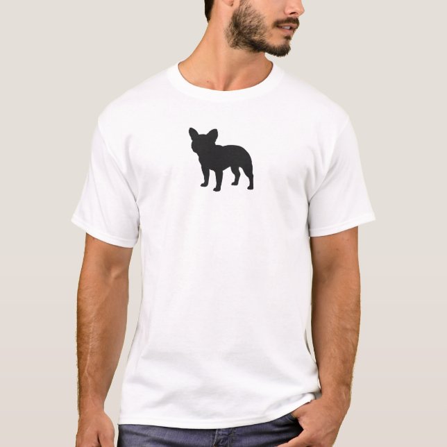 Camiseta Cão preto da silhueta | Frenchie do buldogue (Frente)