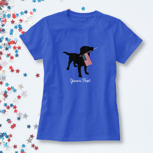 Camiseta Cão preto do laboratório com a bandeira american