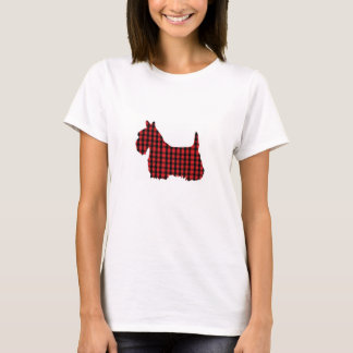 Camiseta Cão preto e vermelho do Scottie da xadrez