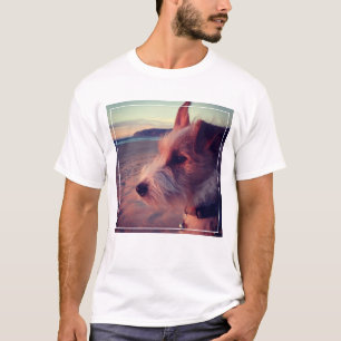 Camiseta Cão que enfrenta a praia