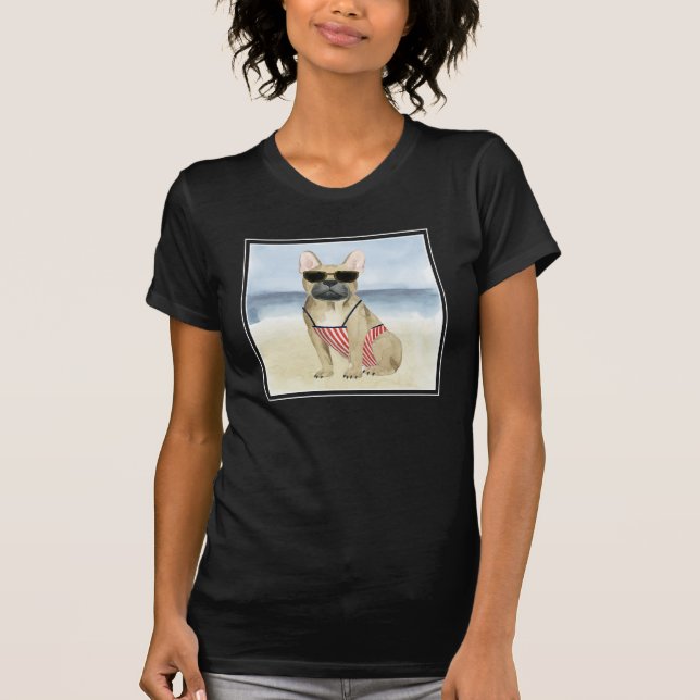 Camiseta Cão quente | Cãibras Nos Óculos De Sol Na Praia (Frente)