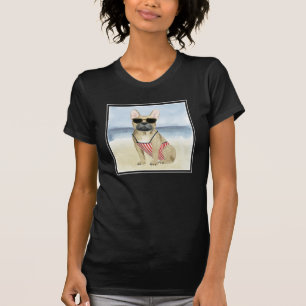 Camiseta Cão quente Copo Em Óculos De Sol Na Praia