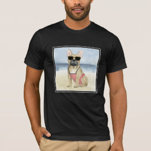 Camiseta Cão quente Copo Em Óculos De Sol Na Praia