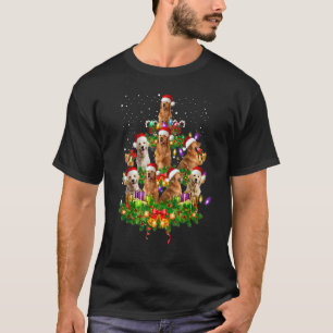 Camiseta Cão Retriever Dourado Árvore de Natal Festa de Na