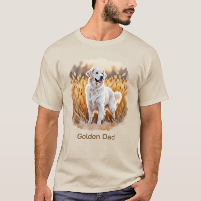 Camiseta Cão Retriever Dourado Branco (Frente)
