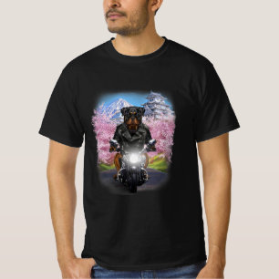 Camiseta cão rottweiler em turnê de motocicleta sakura ja