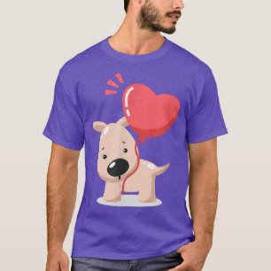 Camiseta Cão segurando balão em forma de coração