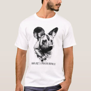Camiseta Cão Selvagem Africano B&W Obra Prima da Natureza.