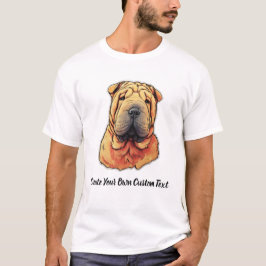 Camiseta Cão Shar Pei Crie Seu Próprio Texto Personalizado 