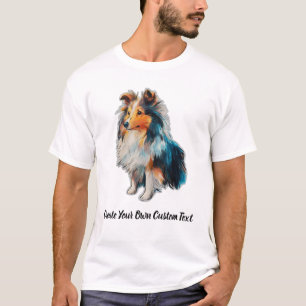 Camiseta Cão Shetland Sheepdog Crie Seu Próprio Texto Perso