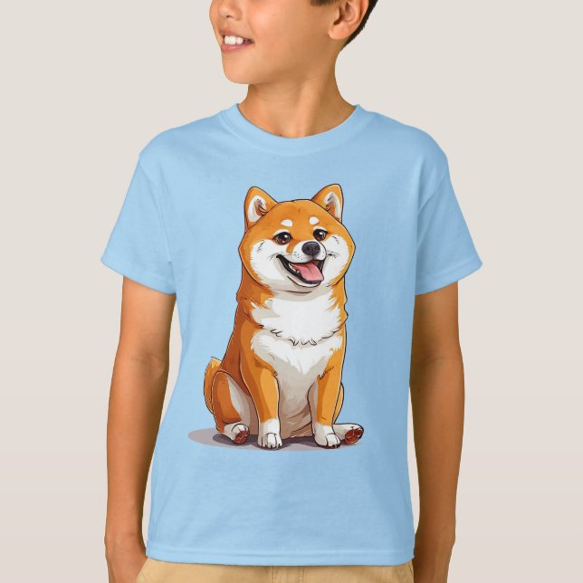 Camiseta Cão Shiba Inu, estilo cartoon (Frente)