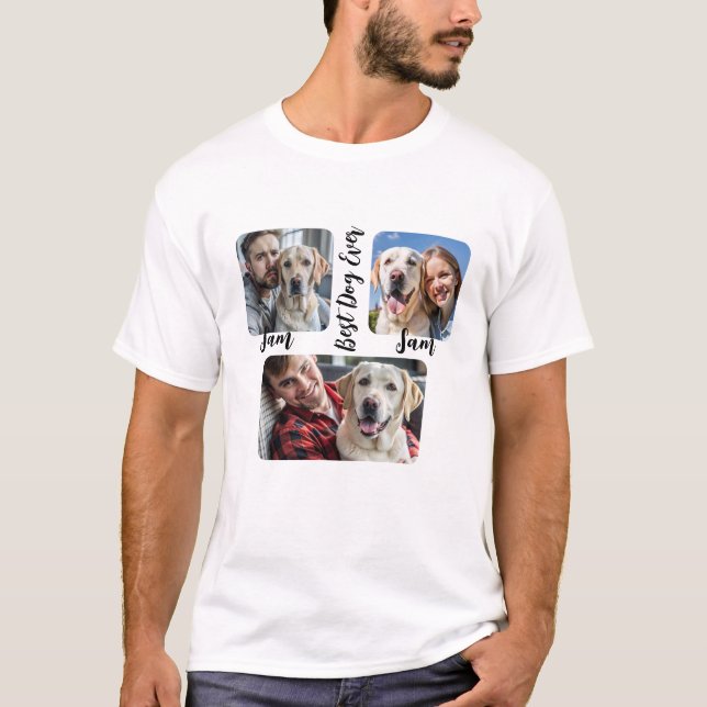 Camiseta Cão simples personalizado Foto e manutenção de nom (Frente)