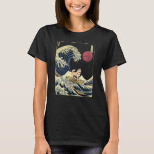 Camiseta Cão Surf de Onda Japonês Jindo Japonês Kanagawa