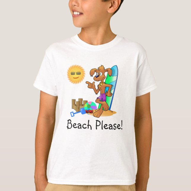 Camiseta Cão surf na praia (Frente)