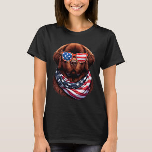 Camiseta Cão Terra Nova Bandeira EUA Cão Patriótico America