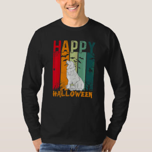 Camiseta Cão Terra Nova Estilo Retro no Jantar de Halloween