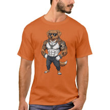 Cão Toller, musculoso, tatuado, fisiculturista