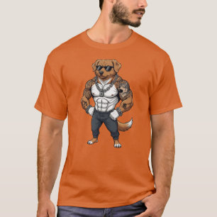 Camiseta Cão Toller, musculoso, tatuado, fisiculturista