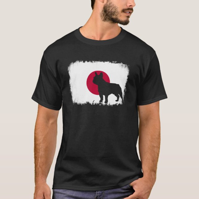 Camiseta Cão-touro francês Japão Bandeiras japonesas touro (Frente)